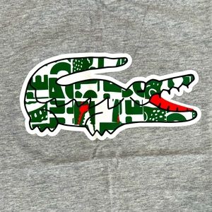 Boys (sz8) Lacoste Logo Graphic Tee - heather gray/white